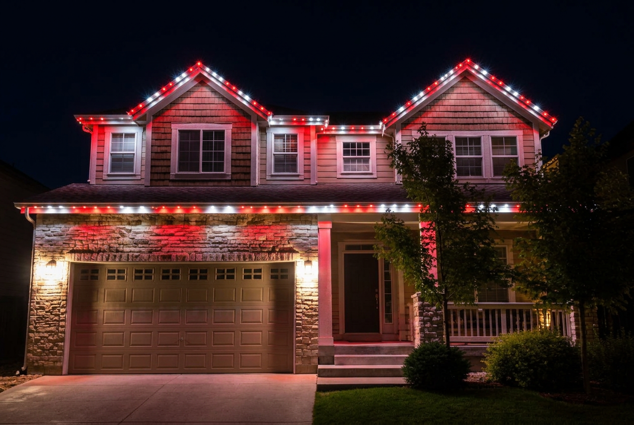 Home with canada day permanent lighting scene